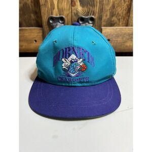 Vintage Charlotte Hornets Hat Snapback NBA 1990s by AJD Embroidered KIDS 3-6 Yrs